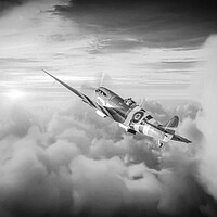 Buy canvas prints of Spitfire AB910 Black and White by J Biggadike
