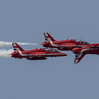 Buy canvas prints of Red Arrows Inverted Pass by J Biggadike