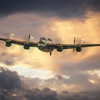 Buy canvas prints of Lancaster Bomber Portrait by J Biggadike