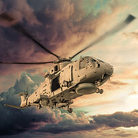 Buy canvas prints of Royal Navy Merlin Helicopter by J Biggadike
