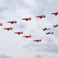 Buy canvas prints of Red Arrows and BBMF Spitfires and Hurricanes by J Biggadike