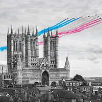 Buy canvas prints of Red Arrows Lincoln Cathedral Colour Pop by J Biggadike