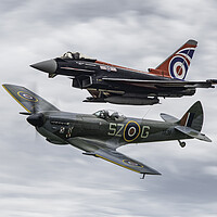 Buy canvas prints of Spitfire and Typhoon Formation by J Biggadike