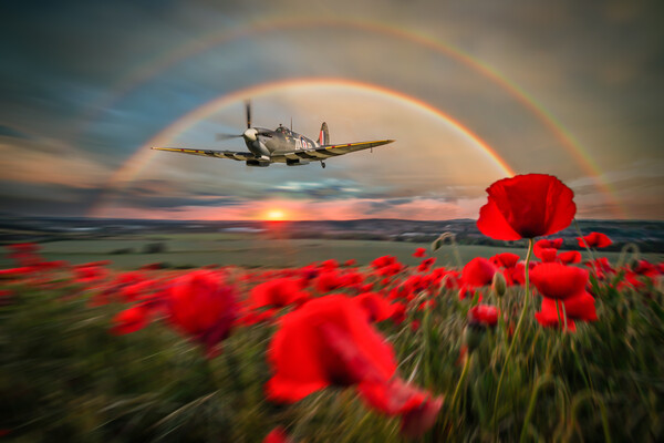Spitfire MH434 Poppy Pass Framed Print by J Biggadike