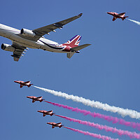 Buy canvas prints of The Red Arrows and Voyager KC2 by J Biggadike