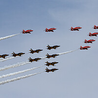 Buy canvas prints of Red Arrows and Black Eagles by J Biggadike