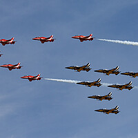Buy canvas prints of Red Arrows and Black Eagles by J Biggadike