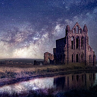 Buy canvas prints of Whitby Abbey Starlight v2 by J Biggadike