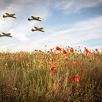 Buy canvas prints of Hurricane Remembrance Fly Past by J Biggadike