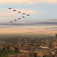 Buy canvas prints of The Reds Over The Cathedral by J Biggadike