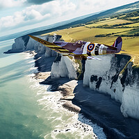 Buy canvas prints of Spitfire Over Dover by J Biggadike