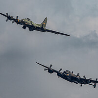 Buy canvas prints of Lancaster and B17 Flying Fortress by J Biggadike