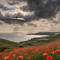Buy canvas prints of Skies of Remembrance: Vulcan's Poppy Flight by J Biggadike