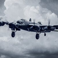 Buy canvas prints of Lancaster Bomber Black and White by J Biggadike