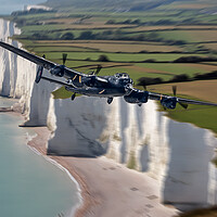 Buy canvas prints of Lancaster over The Cliffs by J Biggadike
