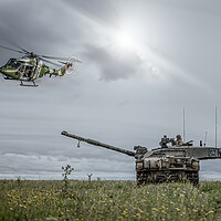 Buy canvas prints of Westland Lynx and Challenger 2 by J Biggadike