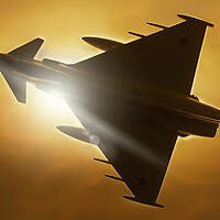 Buy canvas prints of Eurofighter Typhoon Sunset Silhouette by J Biggadike