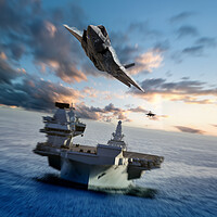 Buy canvas prints of Ocean Airfield F35 Lightning II by J Biggadike