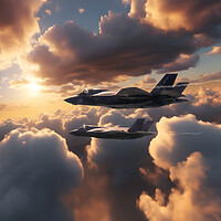 Buy canvas prints of F35 Lightning II Sunset Fighters by J Biggadike