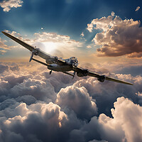 Buy canvas prints of Lancaster Bomber Skies by J Biggadike