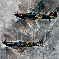 Buy canvas prints of Spitfire and Hurricane Art by J Biggadike