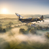 Buy canvas prints of Spitfire Lincolnshire Wolds by J Biggadike