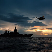 HMS Defender Sunset Merlin