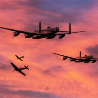 Buy canvas prints of Bomber Escort - Dawn Raid by J Biggadike