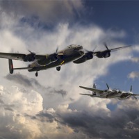 Buy canvas prints of Lancaster and Mosquito Legends by J Biggadike