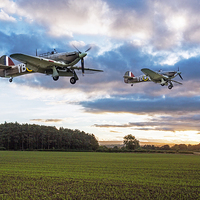 Buy canvas prints of 17 Squadron Hurricanes by J Biggadike