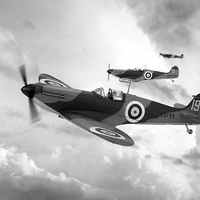 Buy canvas prints of Supermarine Spitfire Mk I BW by J Biggadike