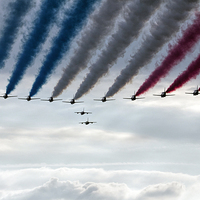 Buy canvas prints of Red Arrows and Gnats by J Biggadike