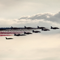 Buy canvas prints of Red Arrows and Gnats   by J Biggadike