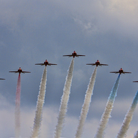 Buy canvas prints of The Royal Air Force Red Arrows  by J Biggadike