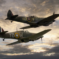 Buy canvas prints of  Spitfire and Hurricane by J Biggadike