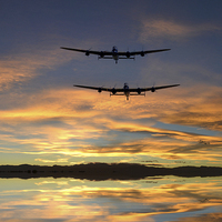 Buy canvas prints of Sunset Lancasters by J Biggadike