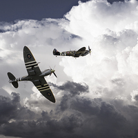 Buy canvas prints of Mighty Spitfires  by J Biggadike