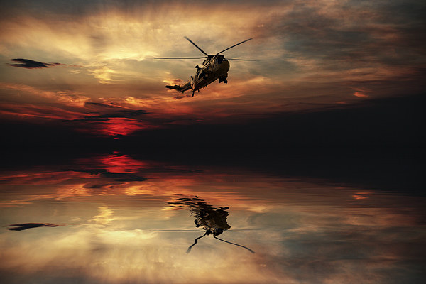 Sea King Sunset  Framed Mounted Print by J Biggadike