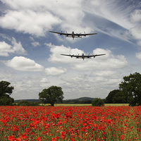 Buy canvas prints of Two Lancasters Poppy Pass  by J Biggadike