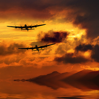 Buy canvas prints of Lancasters and Sun Rays  by J Biggadike