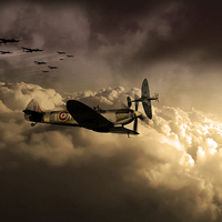 Buy canvas prints of Spitfires and Lancasters by J Biggadike