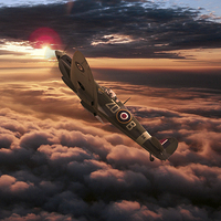 Buy canvas prints of Spitfire Sundown  by J Biggadike
