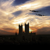 Buy canvas prints of Lancs Over The Cathedral  by J Biggadike