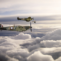 Buy canvas prints of Spitfires On Patrol by J Biggadike