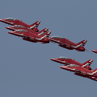Buy canvas prints of Red Arrows Get Together by J Biggadike