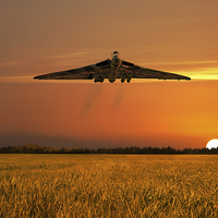 Buy canvas prints of Vulcan Farewell Fly Past (Landscape) by J Biggadike