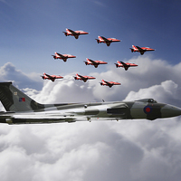 Buy canvas prints of In Formation With XH558 by J Biggadike