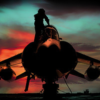 Buy canvas prints of Sea Harrier Sillhouette by J Biggadike