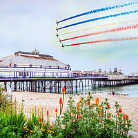 Buy canvas prints of Red Arrows Eastbourne Pier by J Biggadike