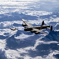 Buy canvas prints of Lancasters Over Europe by J Biggadike